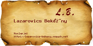 Lazarovics Bekény névjegykártya